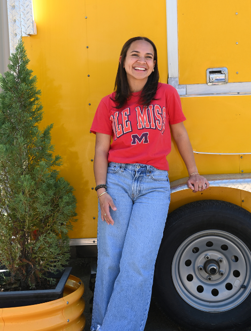 Maya outside of a coffee truck in Oxford, Ms.