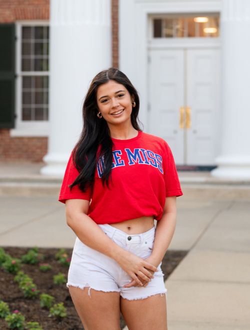 Aubrey posing outside the Lyceum. 