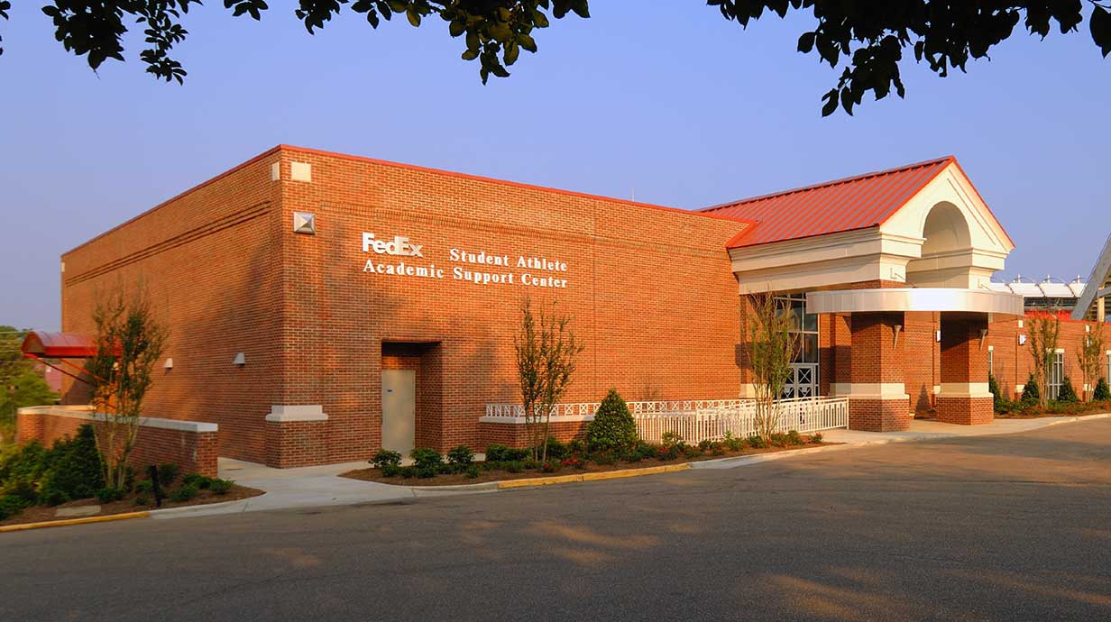 The front of the FedEx Student Athlete Academic Student Support Center is shown.