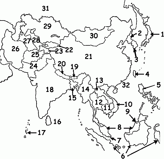 Blank Map Of Asia With Numbers Pol 337: Asia In World Affairs