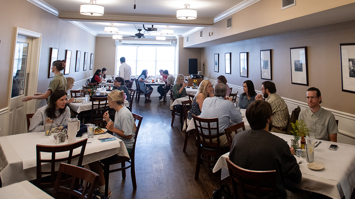 Ole Miss Nutrition and Hospitality Management students prepare and serve meals at the Lenoir Hall dining facility.