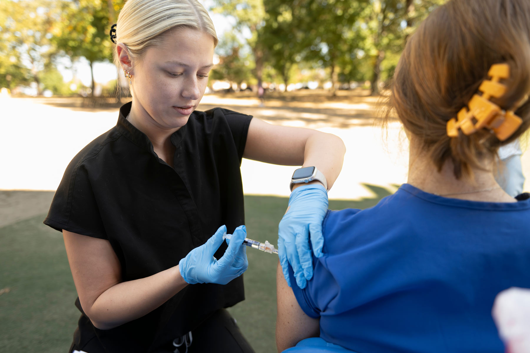 Pharmacy Student Giving Shot