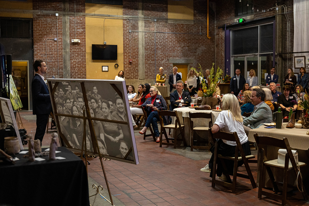 man giving a lecture to students