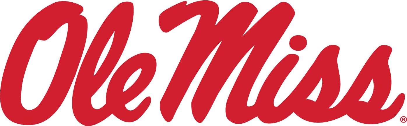 Ole Miss script in red