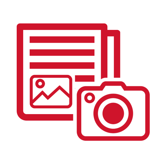 Icon of camera and newspaper