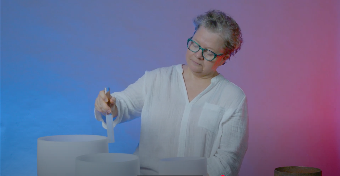 Mary Thurkill using sound bowls
