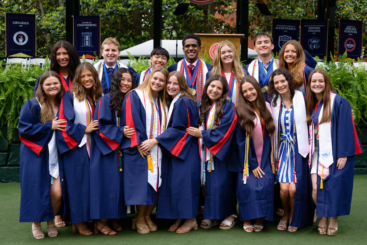 Ole Miss Commencement: Students watch the ceremony unfold. 