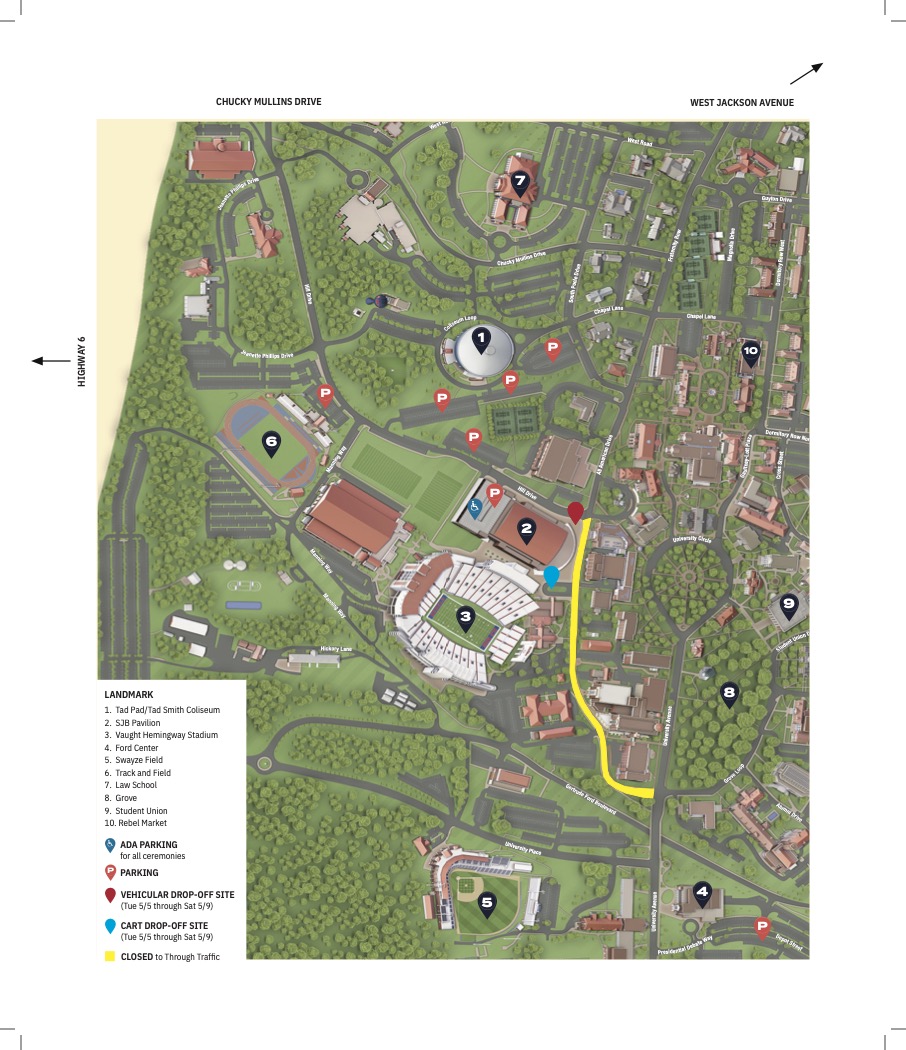 Parking map for Ole Miss