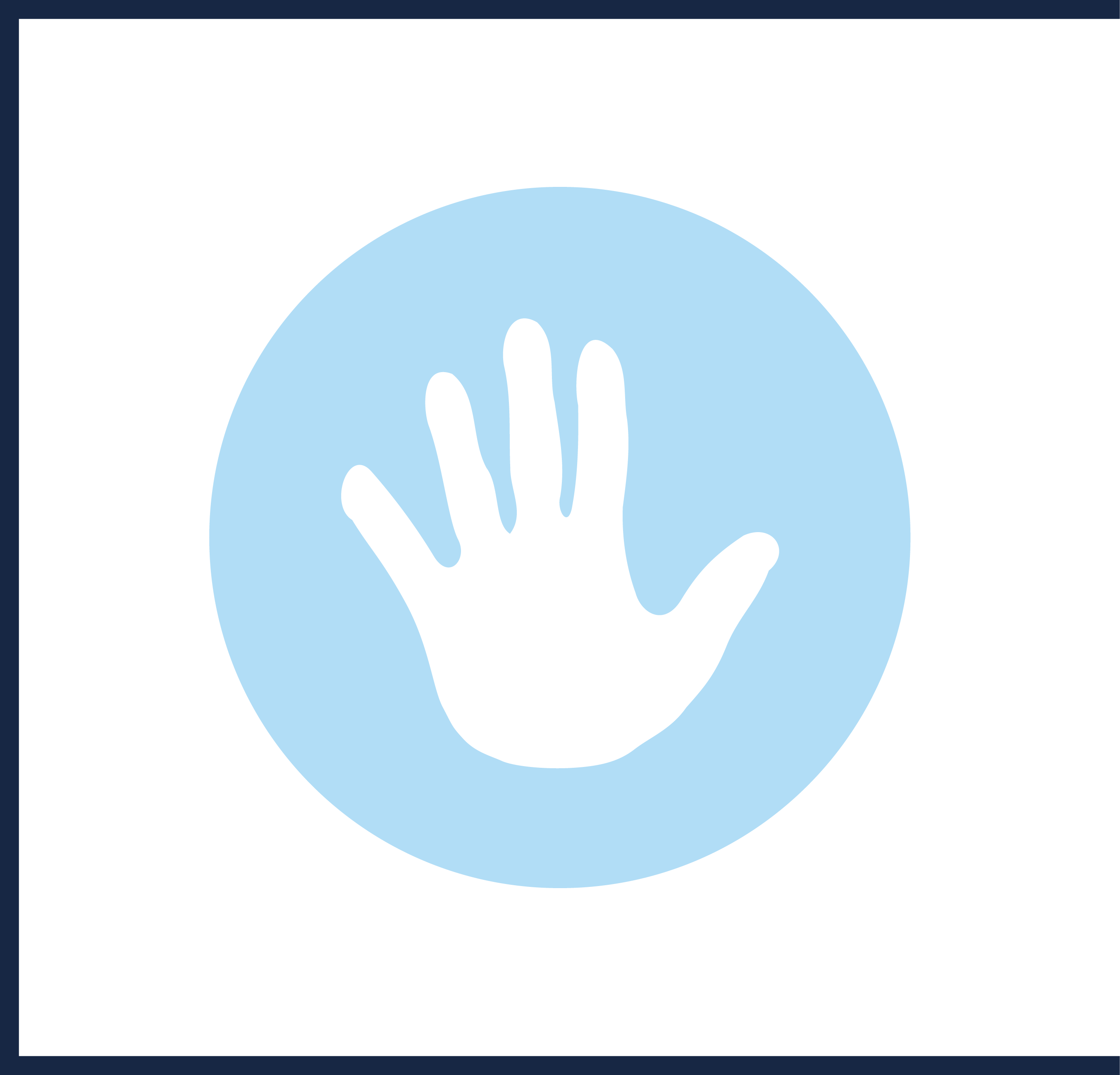 what hand outline inside light blue circle