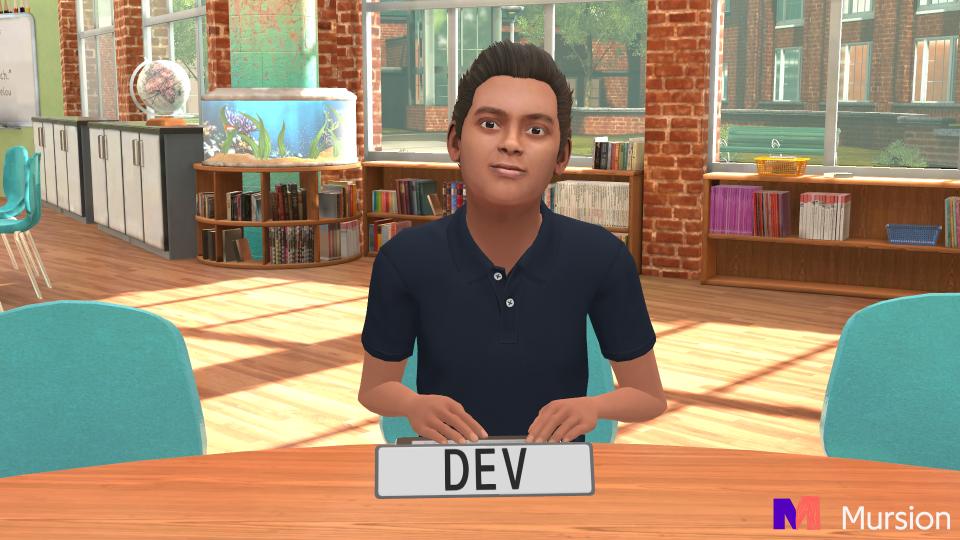 An avatar of a young male student with brown hair, brown eyes, and a black collared shirt.