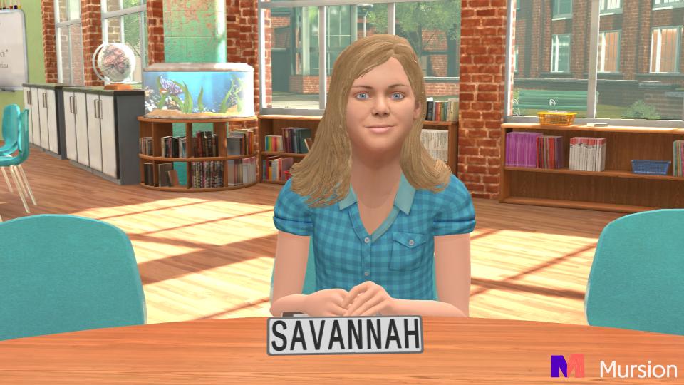 An avatar of a young female student with blonde hair, blue eyes, and a green plaid shirt.