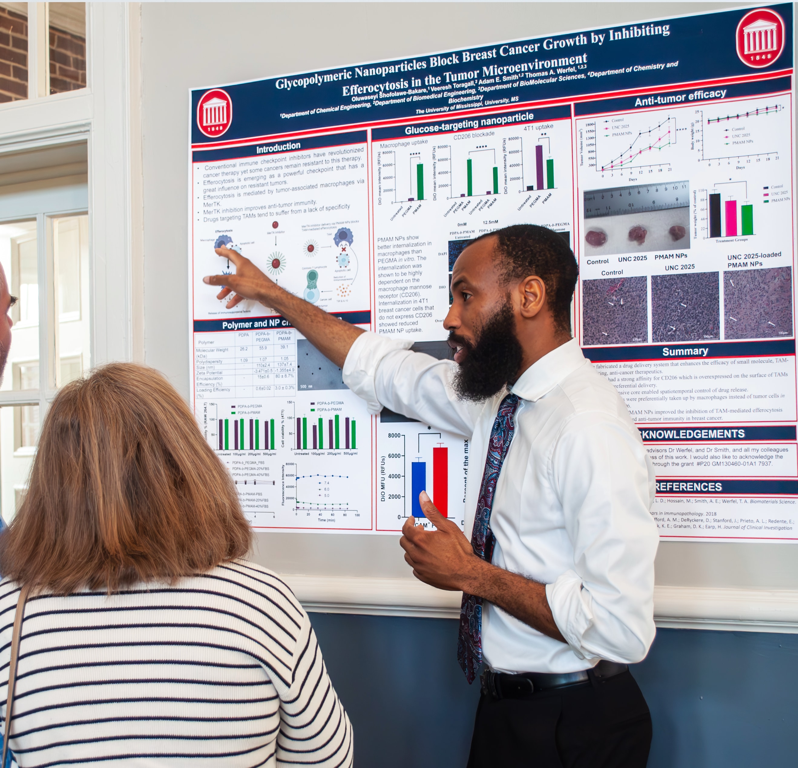 Researcher explaining his research project to a group of community members