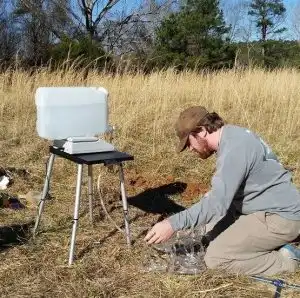 Hydrogeology Researcher Using Equipment Outdoors