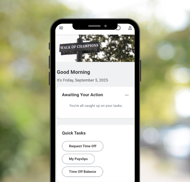 An example of what Workday will look like on the mobile phone of a student worker