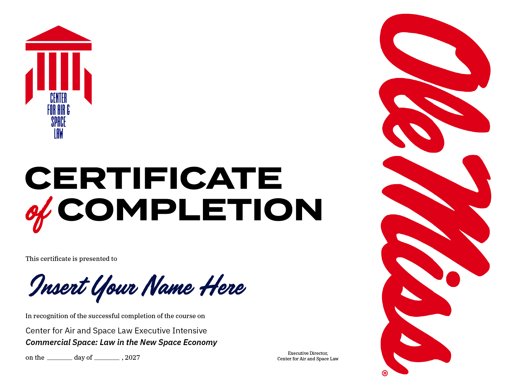 completion certificate for air and space law 