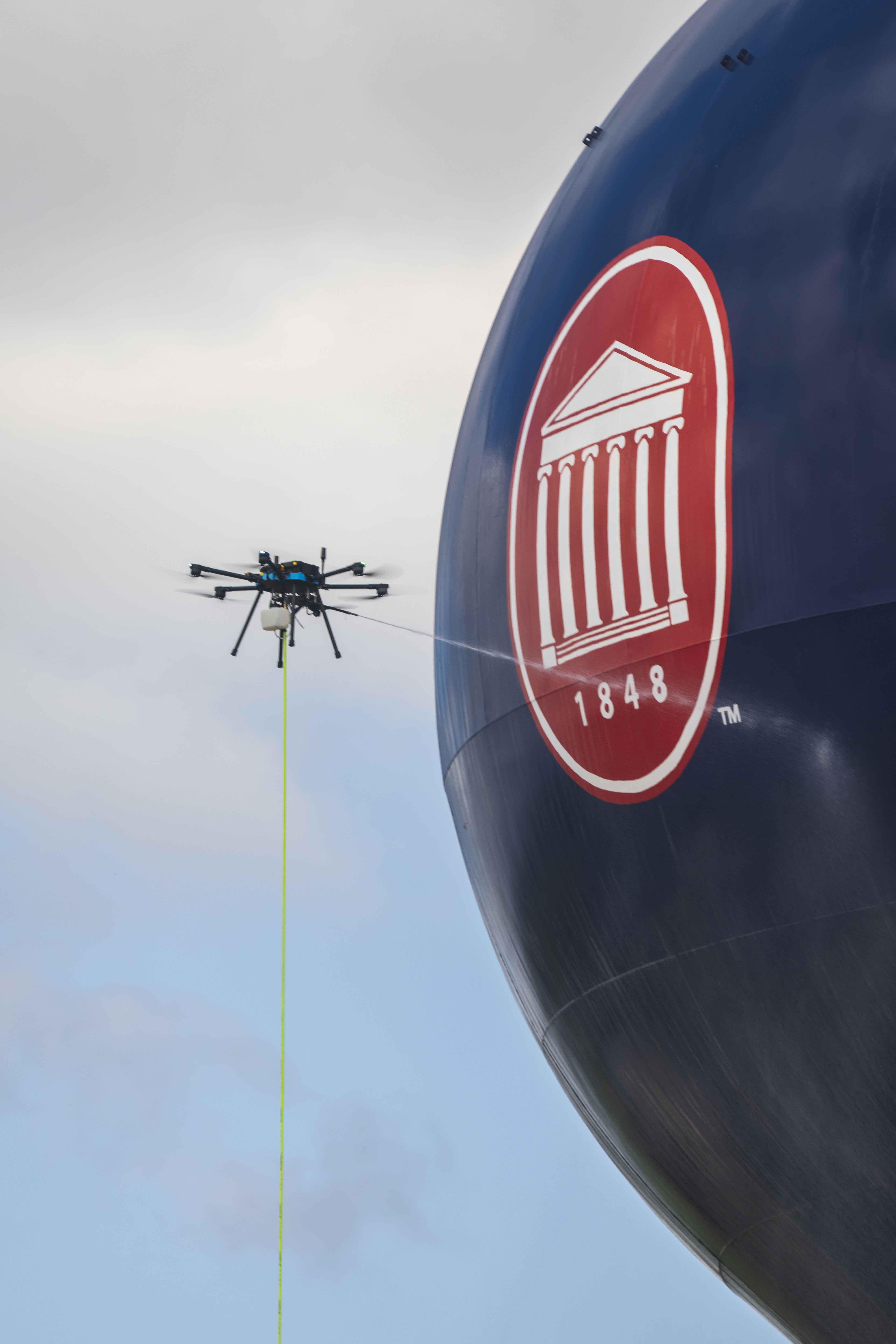 drone by ole miss water tower