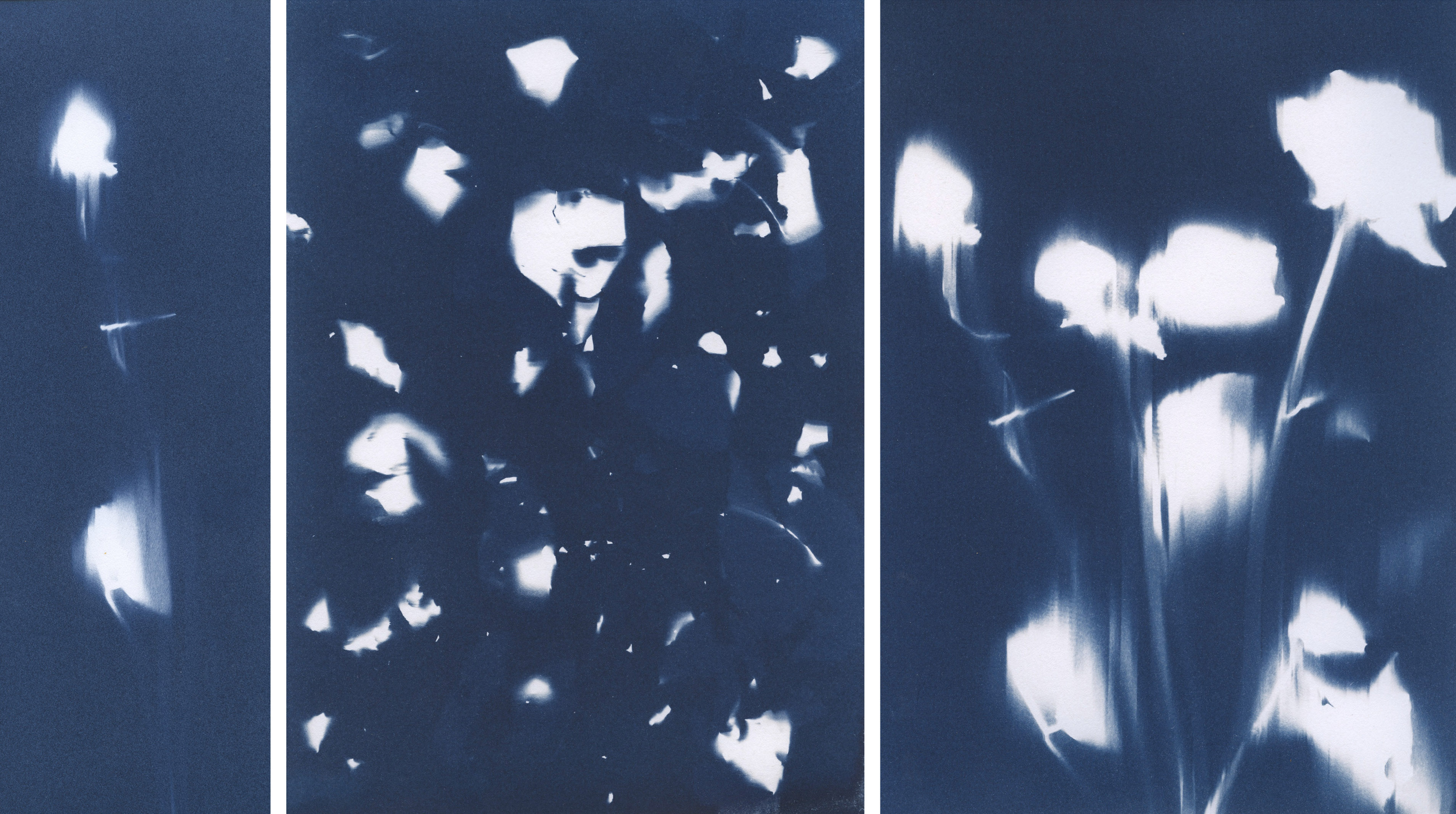 two people in a dark forest by a big glowing white balll of light
