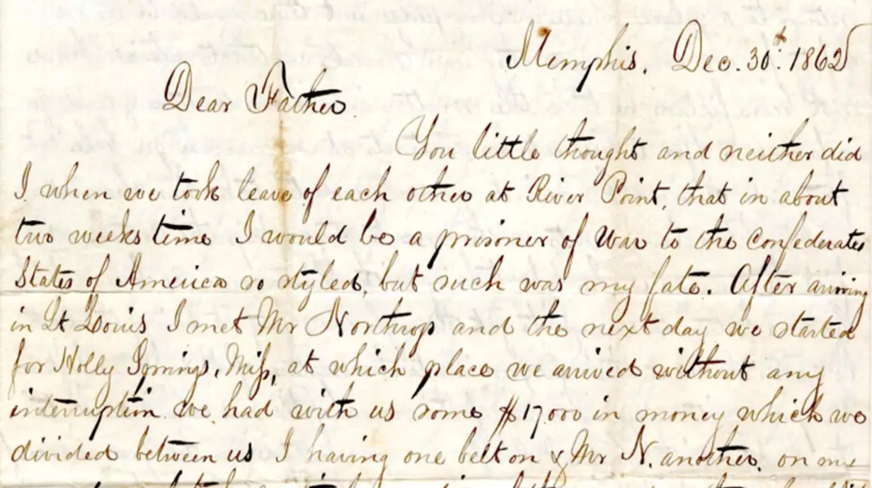 scan of the first lines of a handwritten 1862 letter 