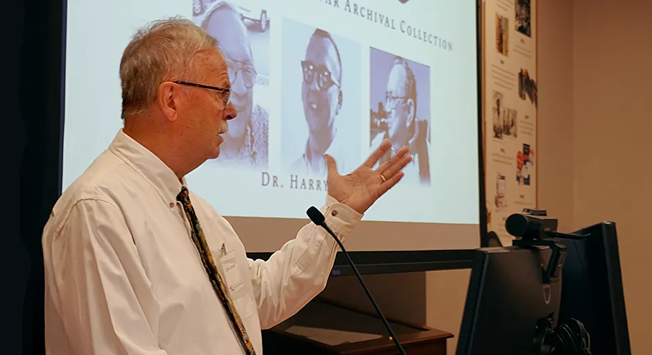 Christopher Losson speaks at reception