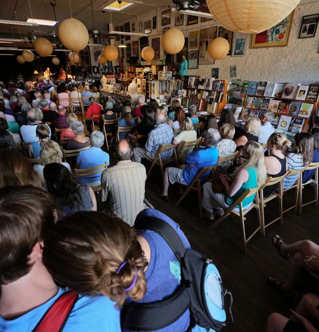 Large audience at bookstore