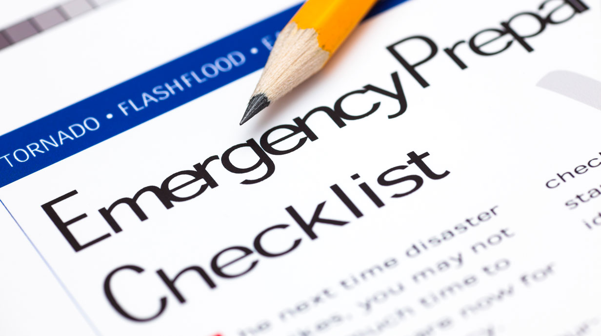 pencil on paper titled emergency preparation checklist