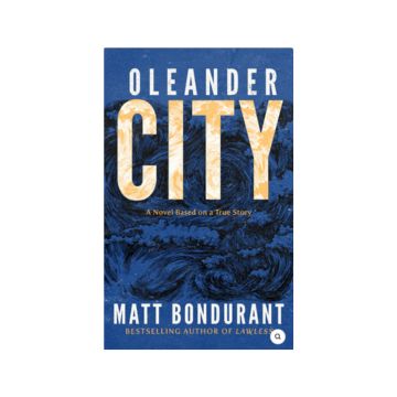 Oleander City book cover with black and blue illustration