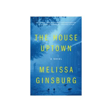 book cover with blue duotone image of street, trees, and building with strong two point perspective