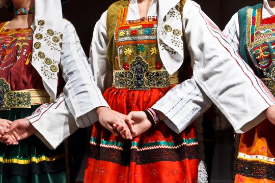 colorful traditional costumes of Southeastern Europe