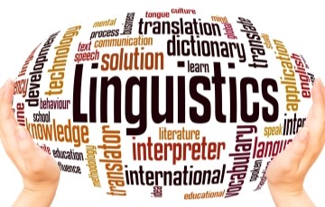 word cloud of words related to linguistics