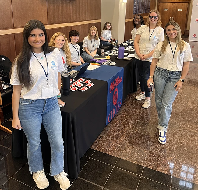 A group of choir students welcome choir festival participants