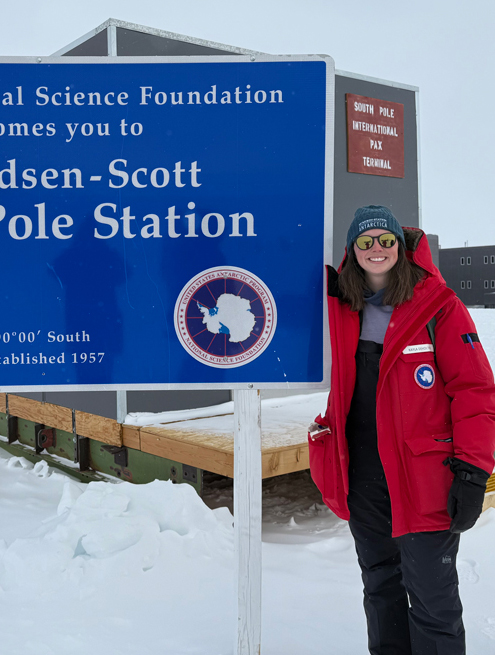 Photo of kayla at the south pole research station