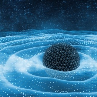 illustration of a black hole with waves coming out