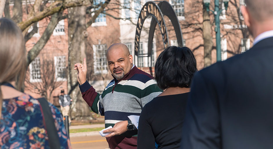 man talking to a group