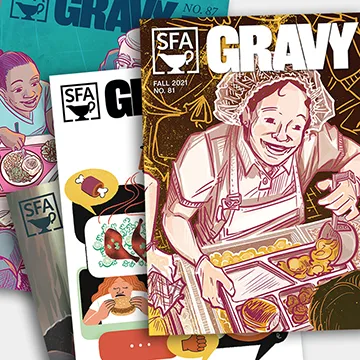 stack of issues of Gravy