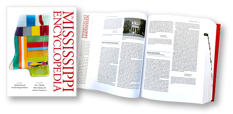cover of ms encyclopedia on top of opened spread of book