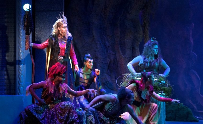 actors on the stage in a Shakespeare play