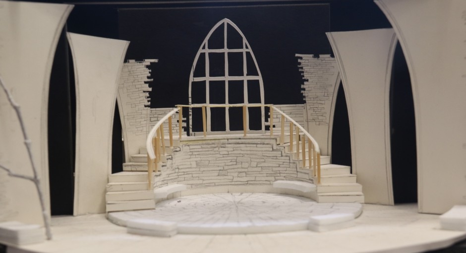 image of a white paper model of a set design