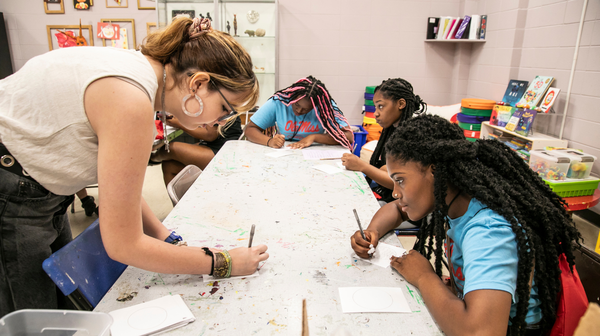 Student participant interacting with a teacher.