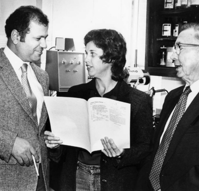 Historical photo of Dr. ElSohly discussing research