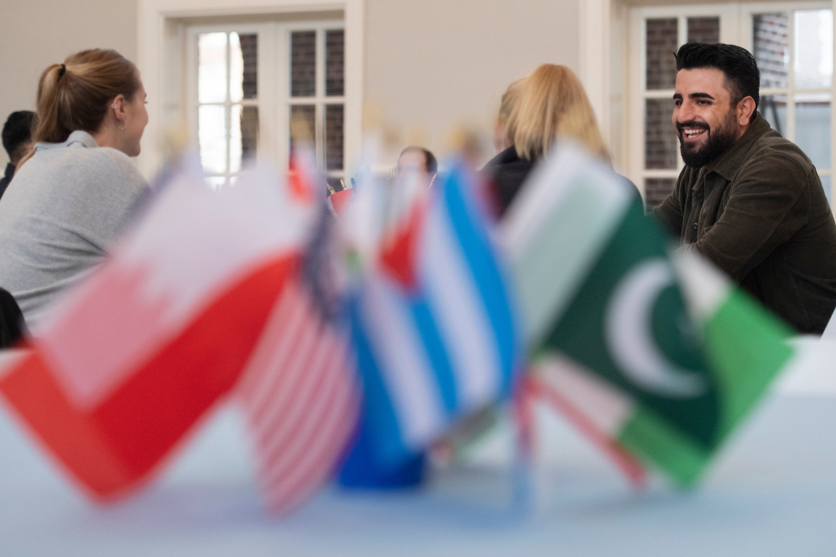 flags on table