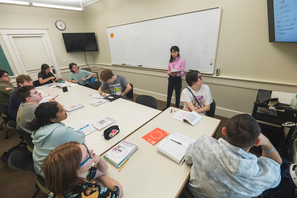 Students learning in a classroom