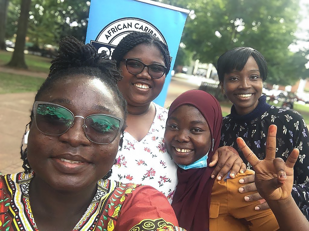 International students pose for a selfie