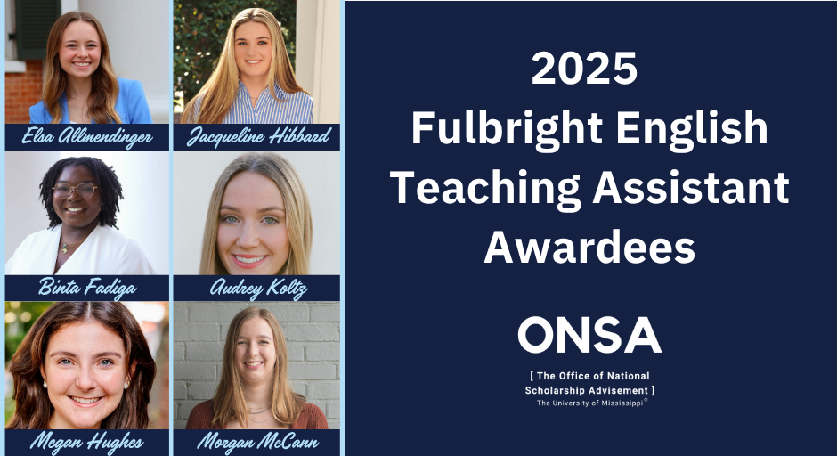 2025 Fulbright ETA Awardees: Elsa Allmendinger, Binta Fadiga, Megan Hughes, Jacqueline Hibbard, Audrey Koltz, and Morgan McCann