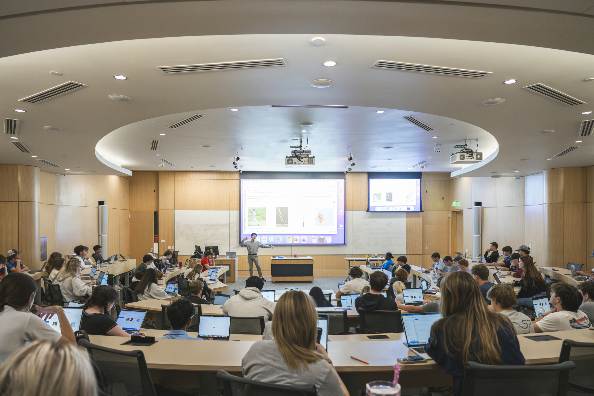 Big auditorium in the Duff center where a lecture is given 