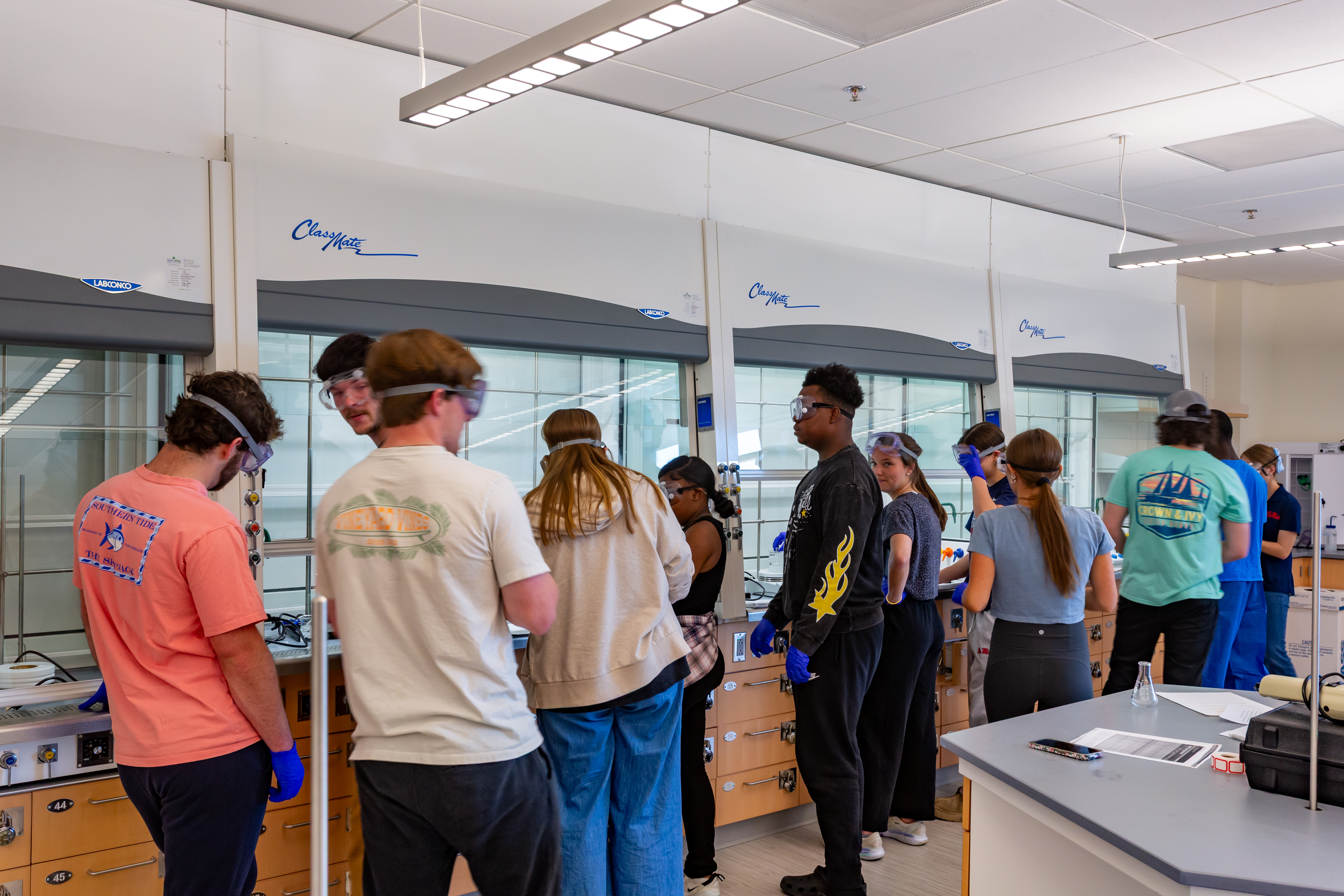 Students working and learning in a Chemistry lab