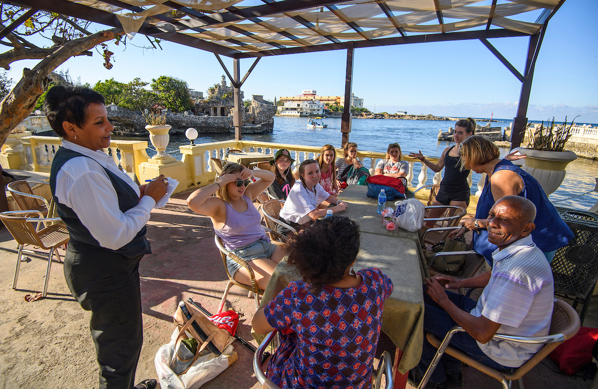 study abroad students sitting at a table