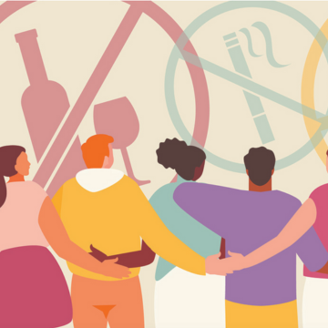 Graphic featuring college students.