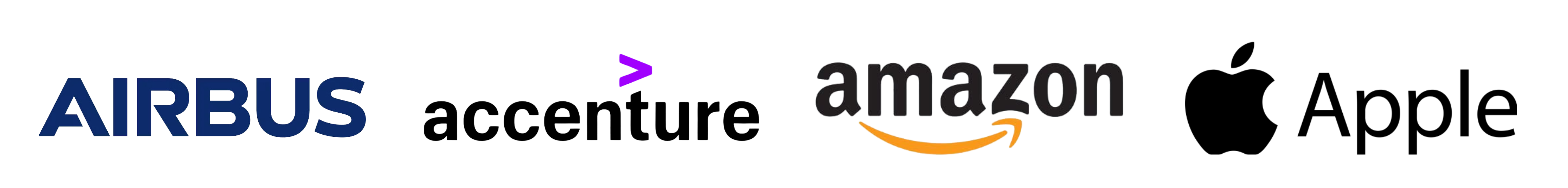 An image showing the logos for Airbus, Accenture, Amazon, and Apple 