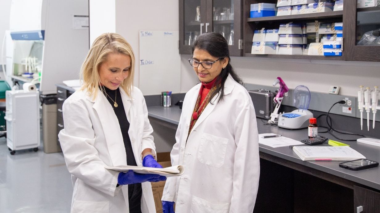 Two researchers in lab