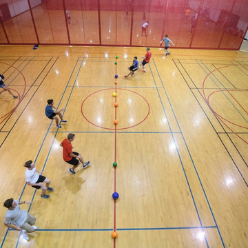 Group of students playing dodgeball.